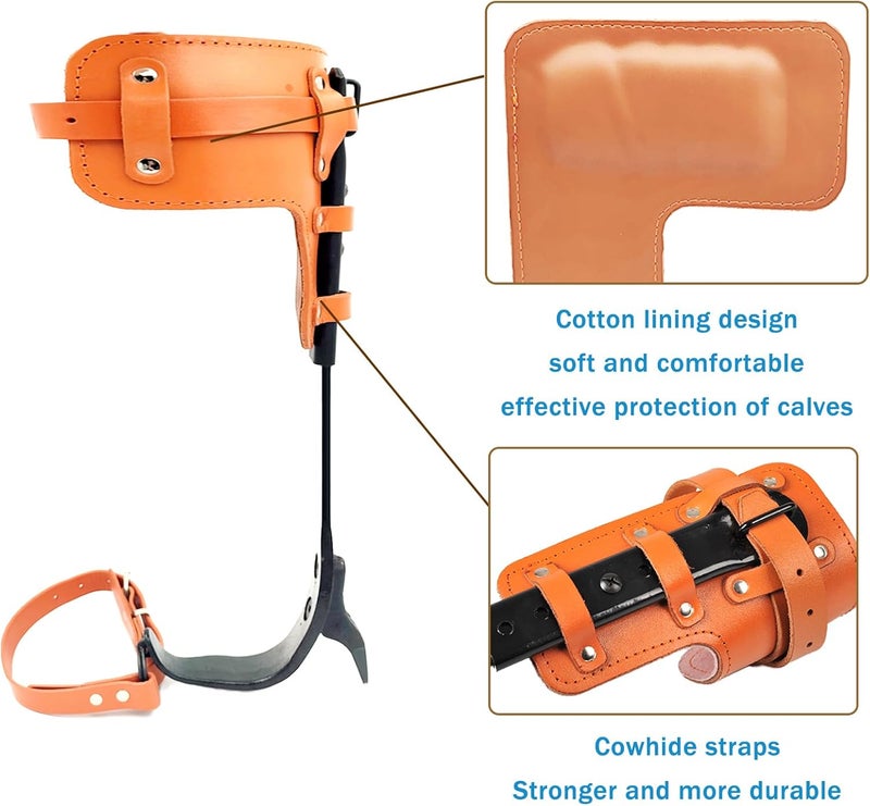 timiland Upgrade Leather Tree Climbing Spikes,Tree Climbing Gear,Tree Spurs with Adjustable Length Design,Tree Spikes for Climbing,Tree Spikes for Tree Work,Logging, Fruit Picking (Yellow) - Image 2